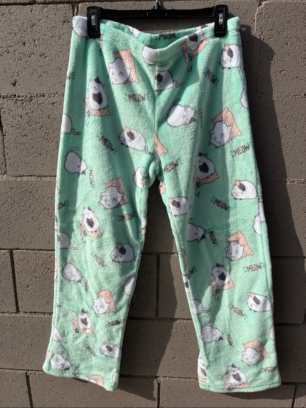 Joe Boxer Mint Green Cat Pajama Pants with Cream & White Accents